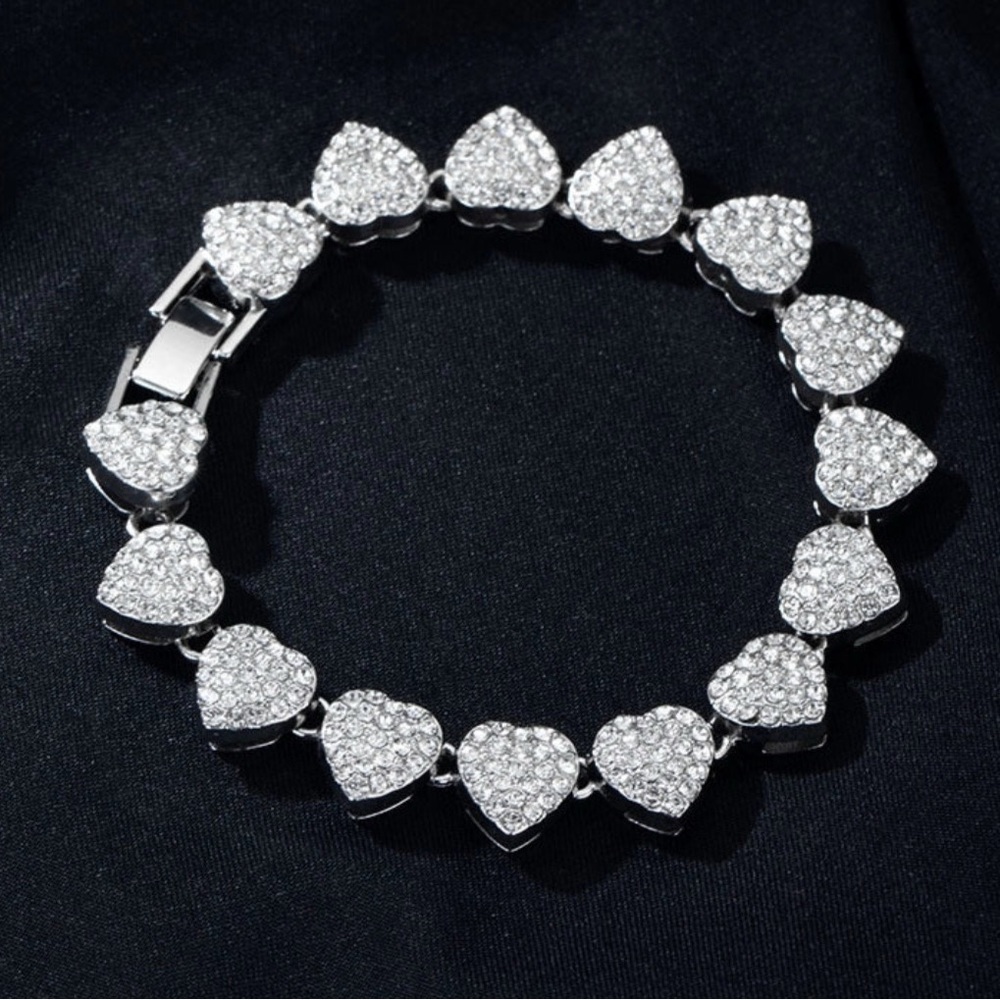 Elegant Silver Plated Heart Bracelet
